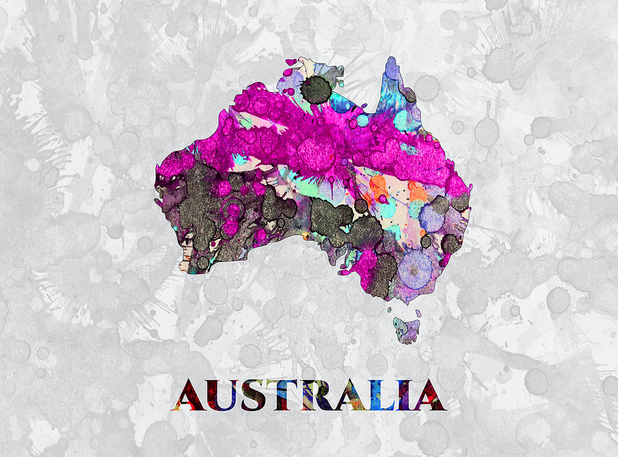 Australia Map Artist Singh Mixed Media By Artguru Official Maps Fine Art America 9473