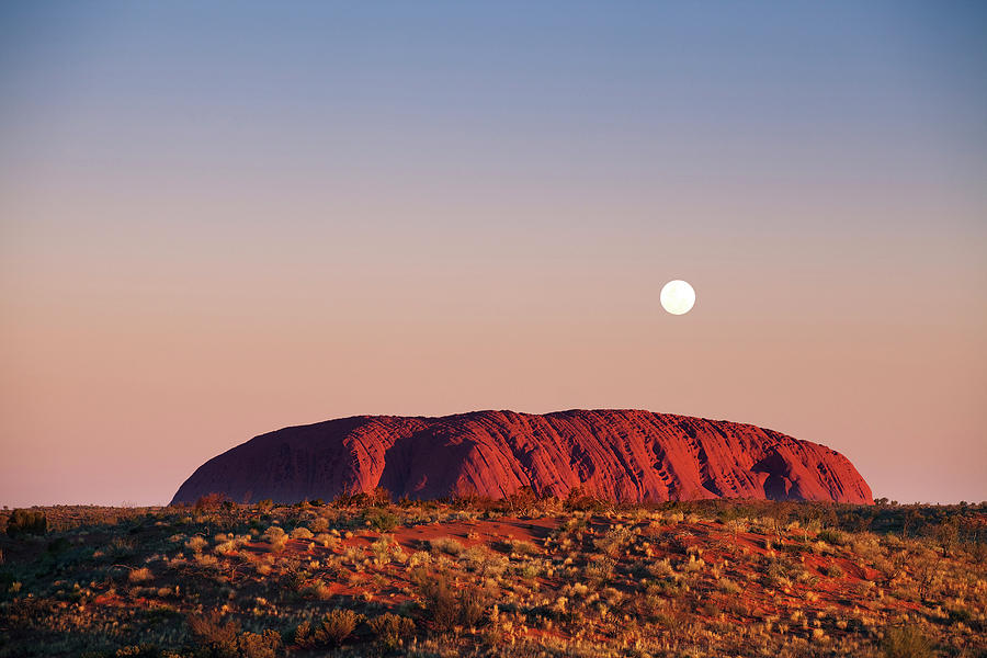 Australia, Northern Territory, Ayers Rock, Uluru, Oceania, South Pacific Ocean, Uluru-kata Tjuta National Park, Australasia, View At Sunset Digital Art by Maurizio Rellini