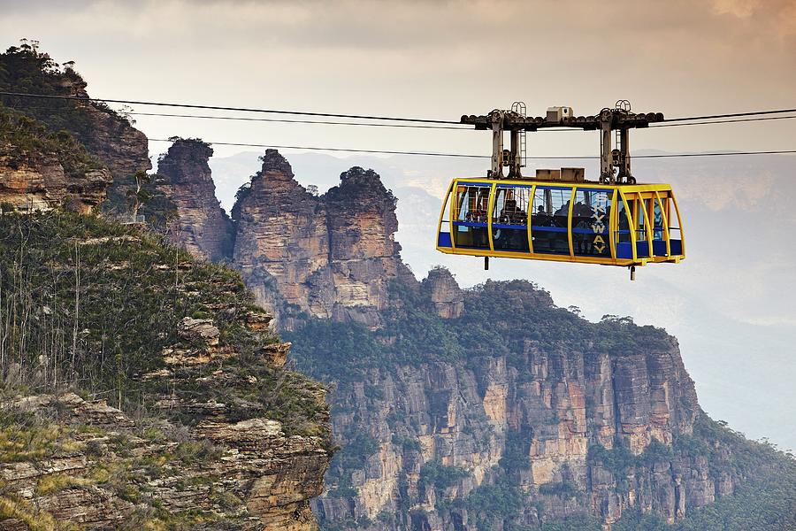 Australia, Nsw, Katoomba, Cable Car At The Three Sisters, Blue Mountains Digital Art by Richard Taylor