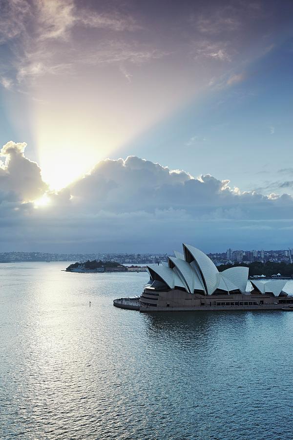 Architecture Digital Art - Australia, Nsw, Sydney, Sydney Opera House, Sydney Harbor Bridge, Sydney Opera House At Sunrise by Richard Taylor