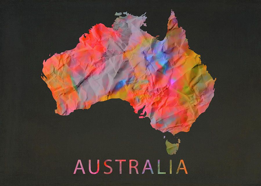 Map Mixed Media - Australia Tie Dye Country Map by Design Turnpike