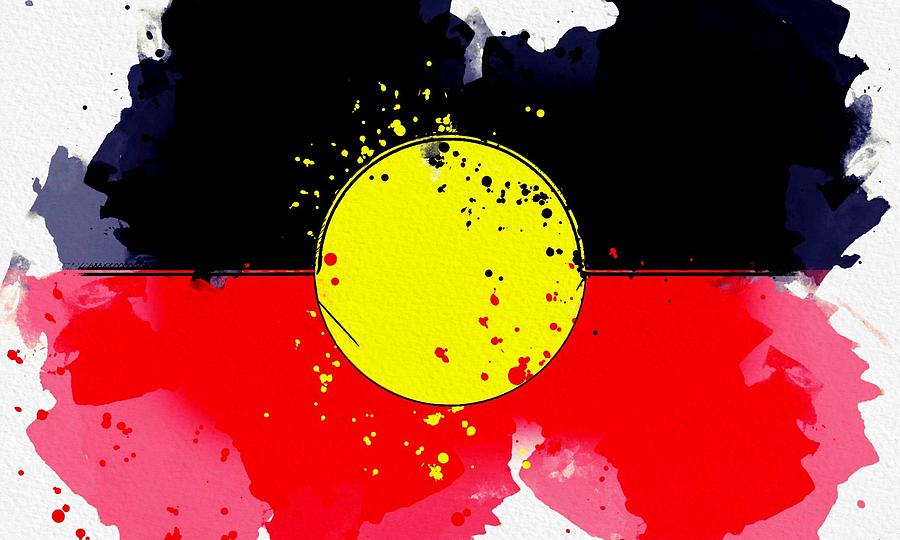 Australian Aboriginal Flag -  watercolor by Ahmet Asar Painting by Celestial Images