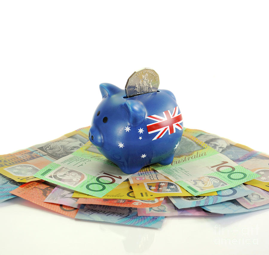 Australian Money with Piggy Bank Photograph by Milleflore Images