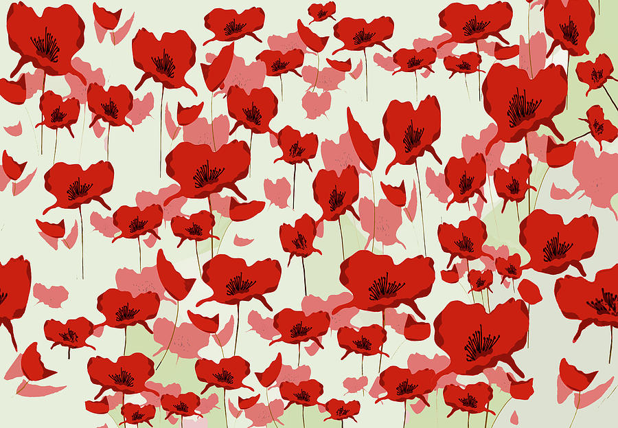 Australian Remembrance Red Poppies Digital Art by Vagabond Folk Art - Virginia Vivier