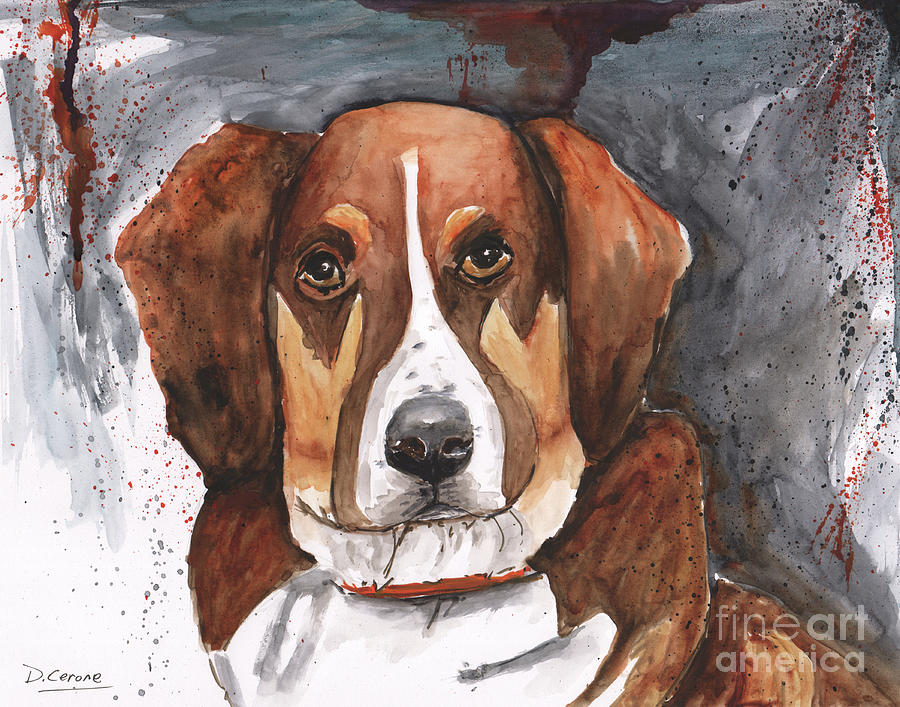 Dog Watercolor Painting by Debbie Cerone