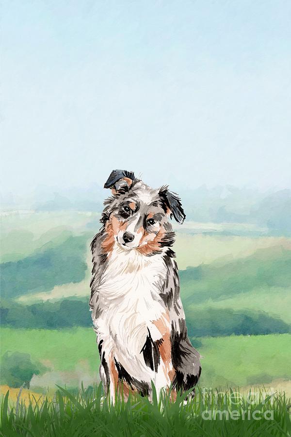 Nature Painting - Australian Shepherd by John Edwards