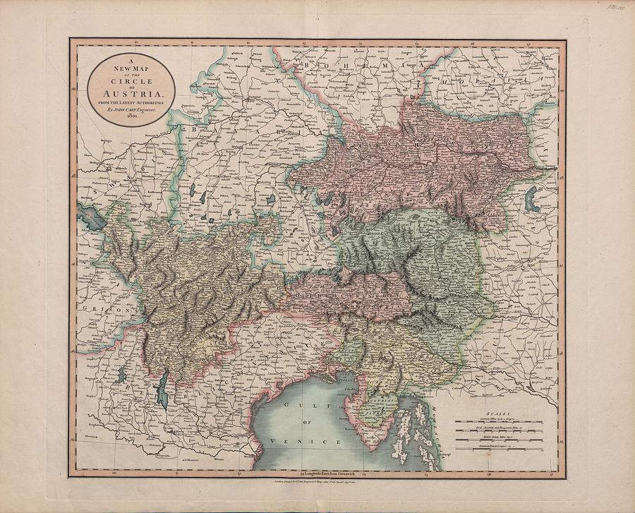 Austria Antique Map A New Map of the Circle of Austria 1801 Drawing by ...