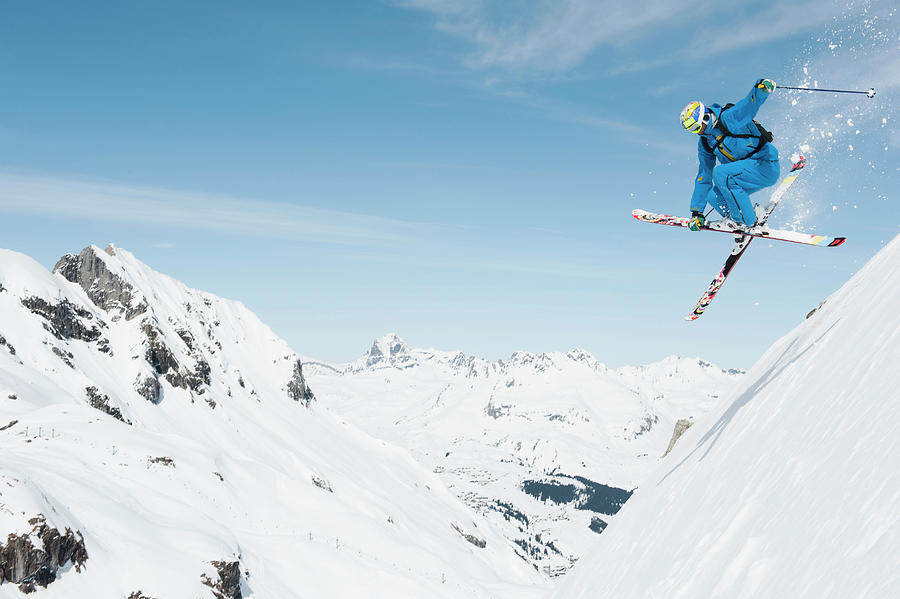 Austria, Arlberg, Man On Ski Slope Photograph by Michael Reusse
