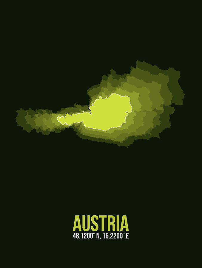Map Digital Art - Austria Radiant Map 3 by Naxart Studio