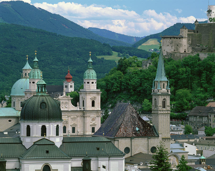 Austria, Salzburg, Cathedral Spires And Photograph by Connie Coleman