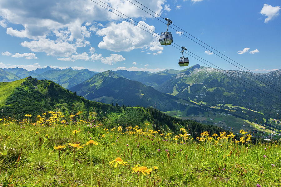 Austria, Vorarlberg, Cable Car Digital Art by Reinhard Schmid