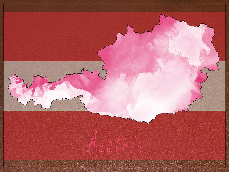 Austria Watercolor Map Style 6 Painting by Greg Edwards