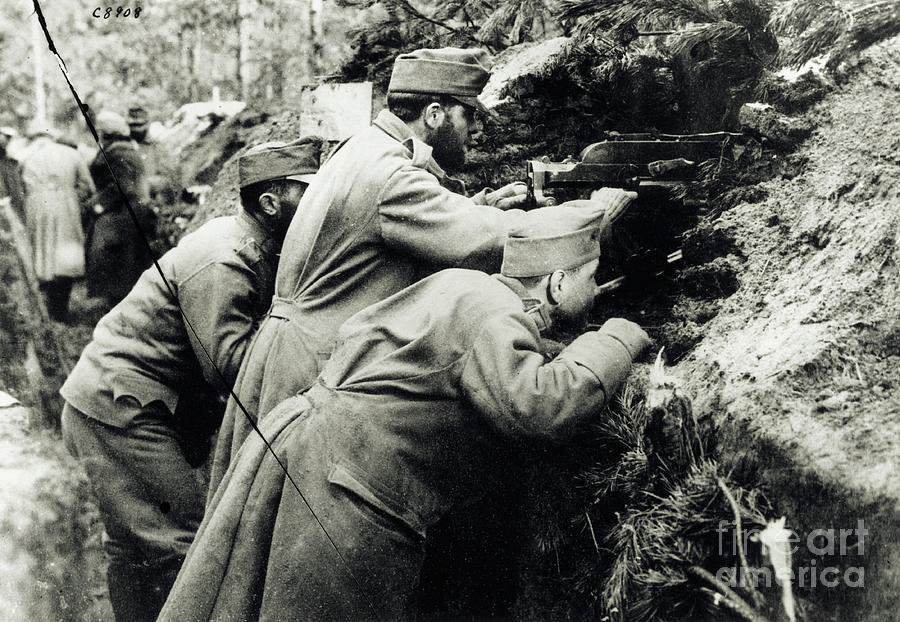Austrian Soldiers Firing Machine Guns Photograph by Bettmann