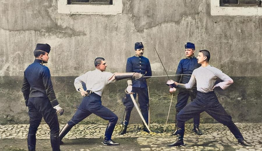 Austrian swords 1910 colorized by Ahmet Asar Painting by Celestial Images