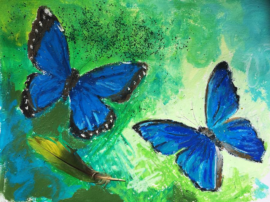 Autism Awareness No. 12, Blue Morpho Butterflies of Central and South America Mixed Media by Danielle Rosaria