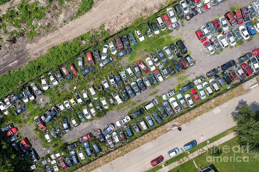 Car Photograph - Automobile Junk Yard by Jim West/science Photo Library