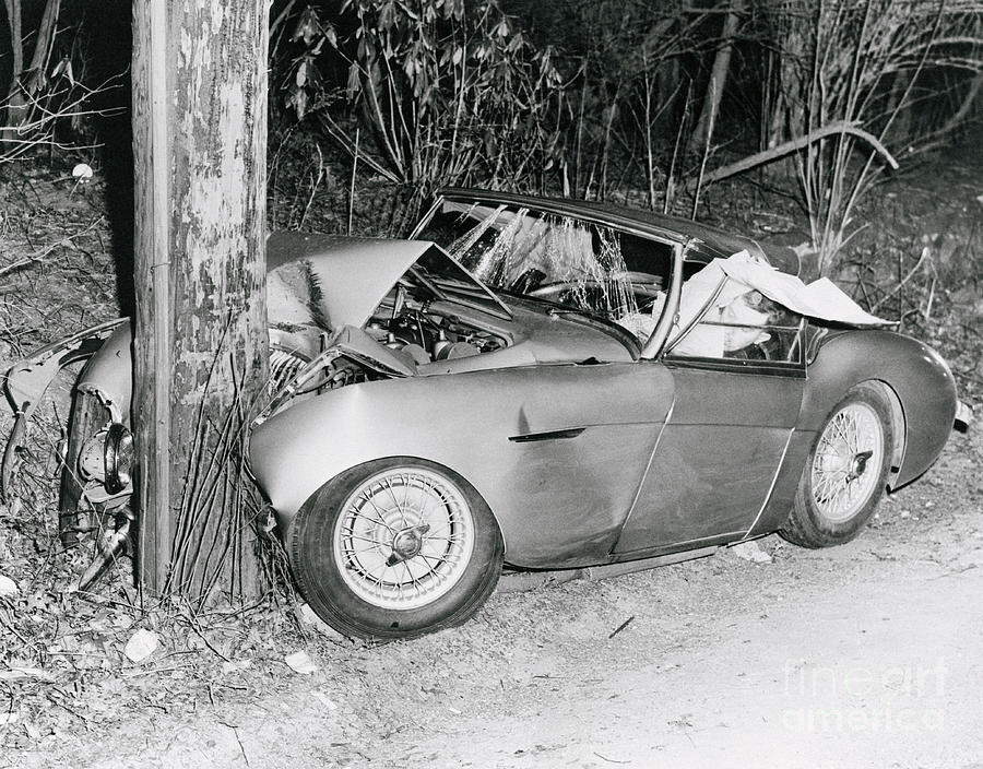 Transportation Photograph - Automobile Smashed Into A Utility Pole by Bettmann