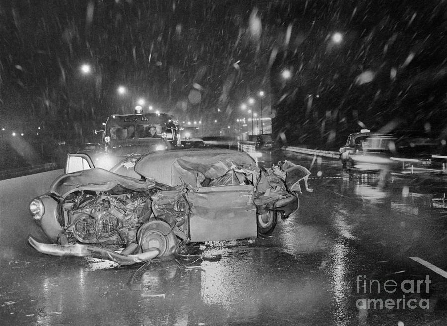 Automobile Wreckage From A Traffic Photograph by Bettmann