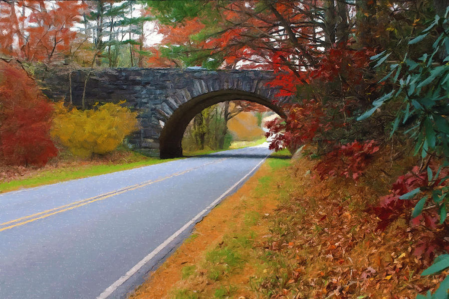 Autumn Allegheny Bridge Painted Digital Art by Sandi OReilly