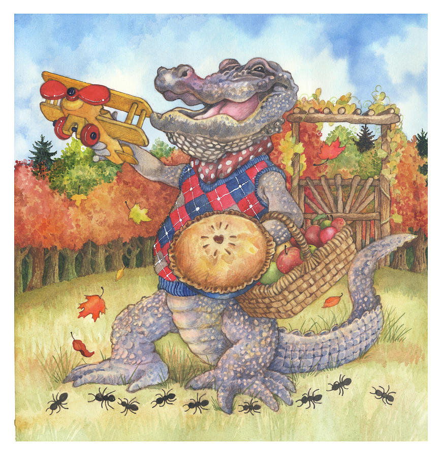 Alligator Painting - Autumn Alligator by Wendy Edelson