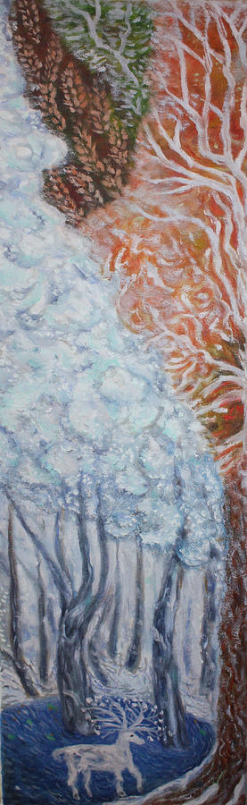 Autumn and winter Painting by Elzbieta Goszczycka