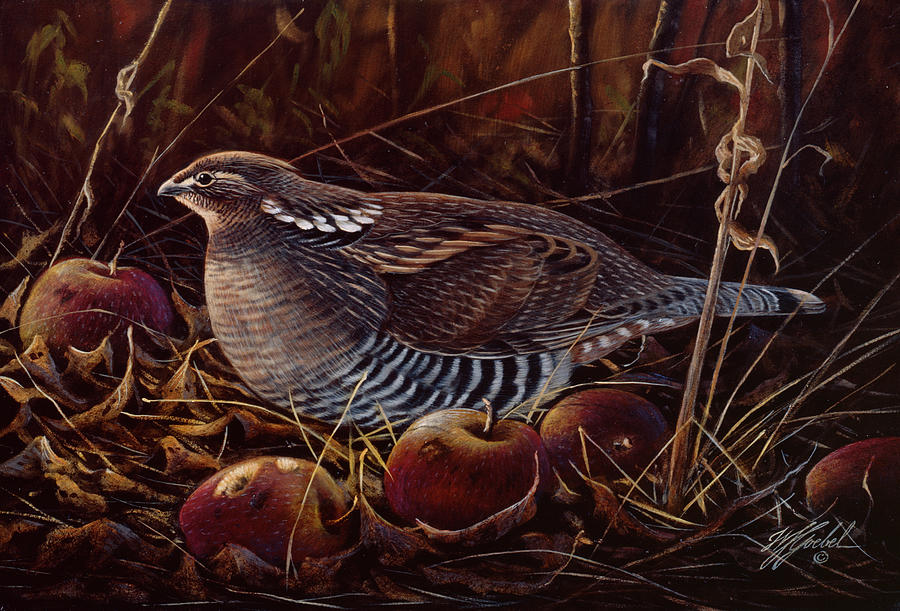 Animal Painting - Autumn Apples And Grouse by Wilhelm Goebel
