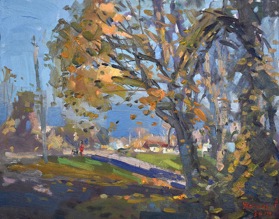 Autumn at Fishermens Park Painting by Ylli Haruni
