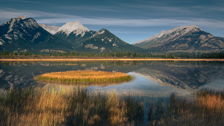 Mountain Photograph - Autumn At Jasper Lake by Haim Rosenfeld