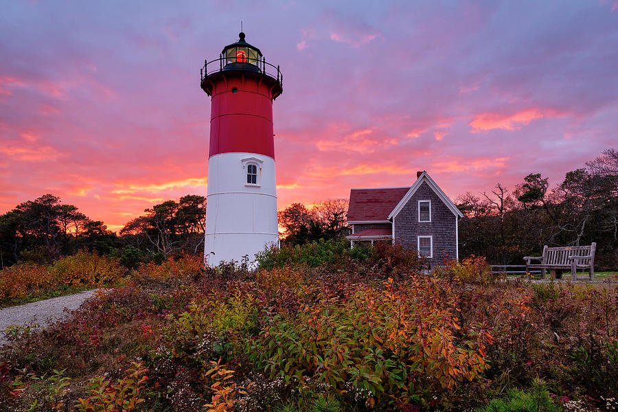 Sunset Photograph - Autumn At Nauset Light by Michael Blanchette Photography