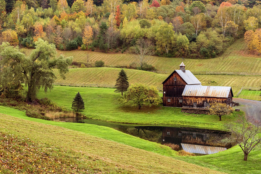 Autumn Barn Reflection Vermont 2018 Photograph by Terry DeLuco