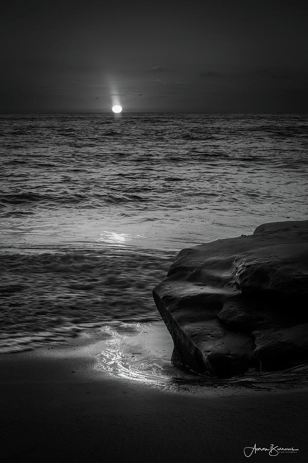 Autumn Beach Black and White Photograph by Aaron Burrows