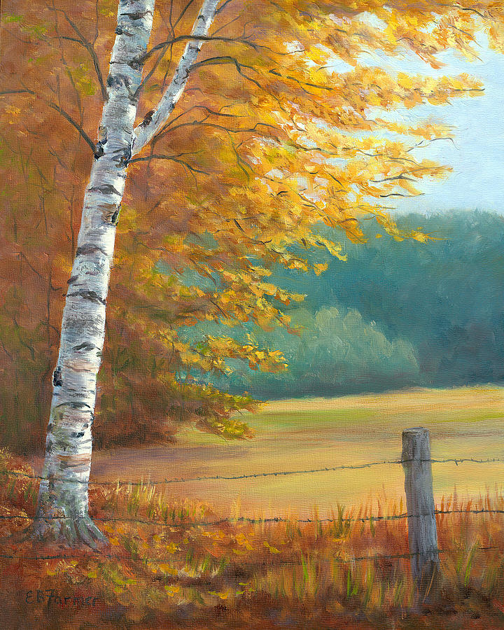 Autumn Birch Field Painting by Elaine Farmer