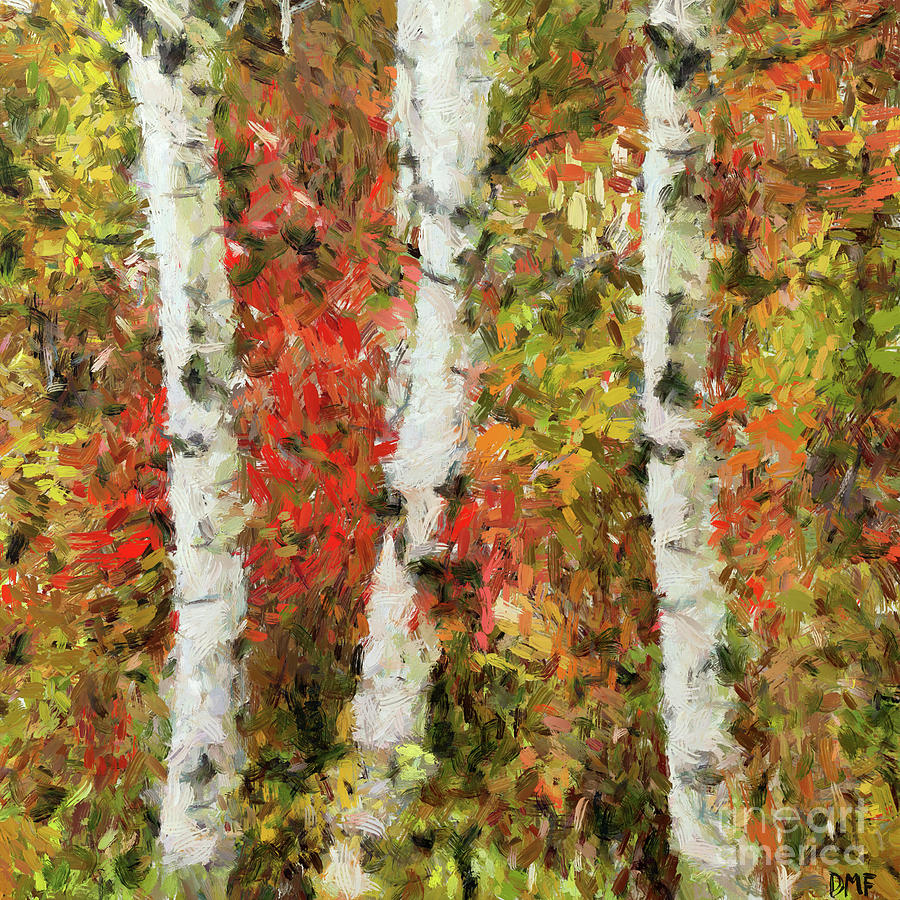 Autumn Birch Trees  Painting by Dragica Micki Fortuna