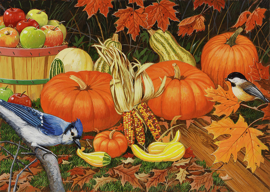Bird Painting - Autumn Bounty by William Vanderdasson