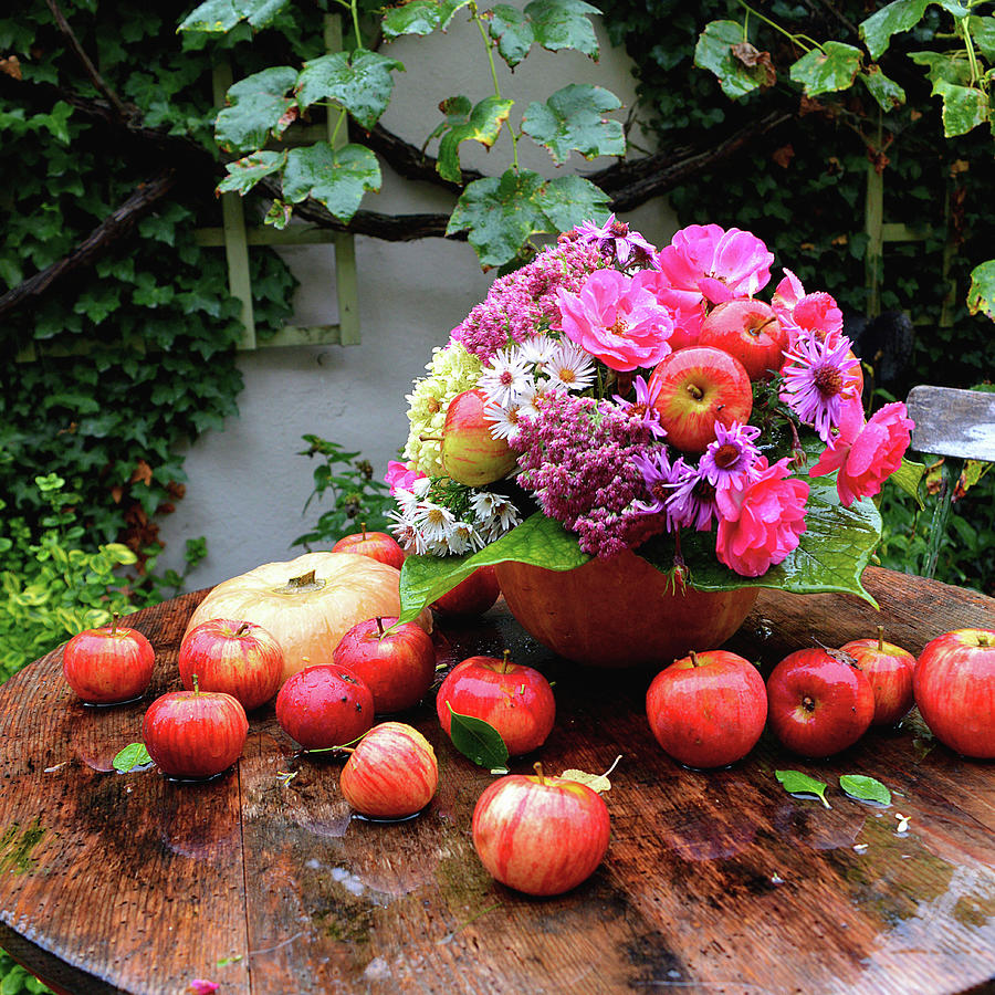 Autumn Bouquet With Apples And Rose Petals Photograph by Christin By Hof 9