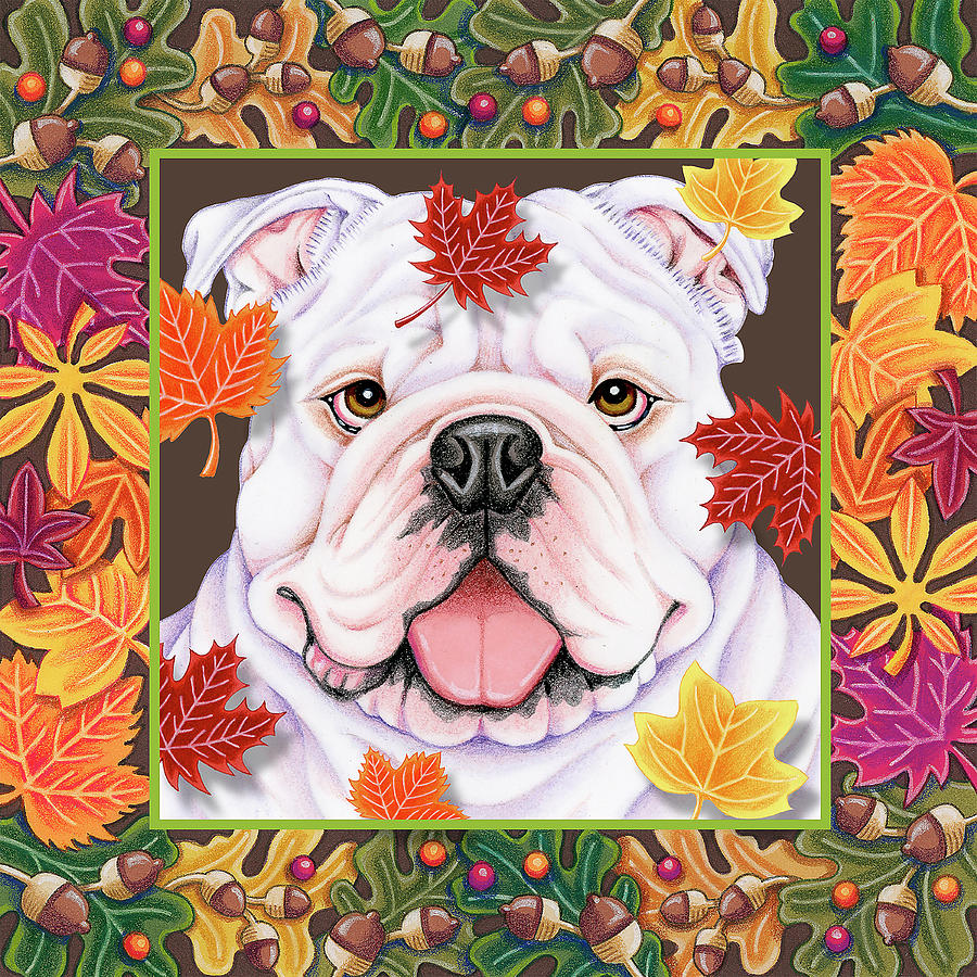 Animal Mixed Media - Autumn Bulldog by Tomoyo Pitcher
