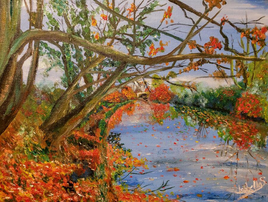 Nature Painting - Autumn by the River by Abbie Shores