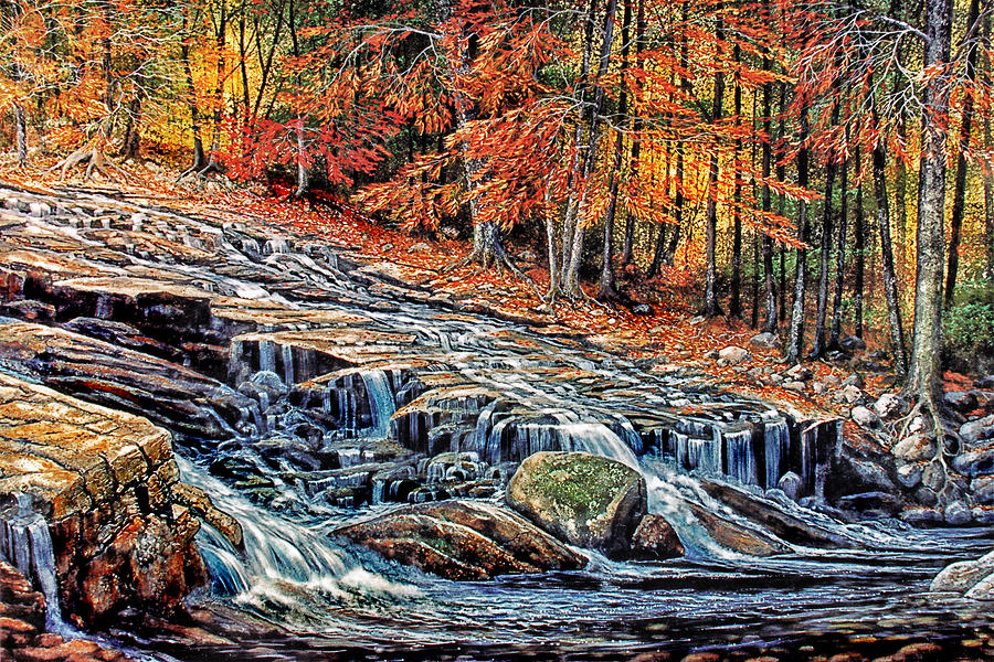 Autumn Cascade Painting by Frank Wilson