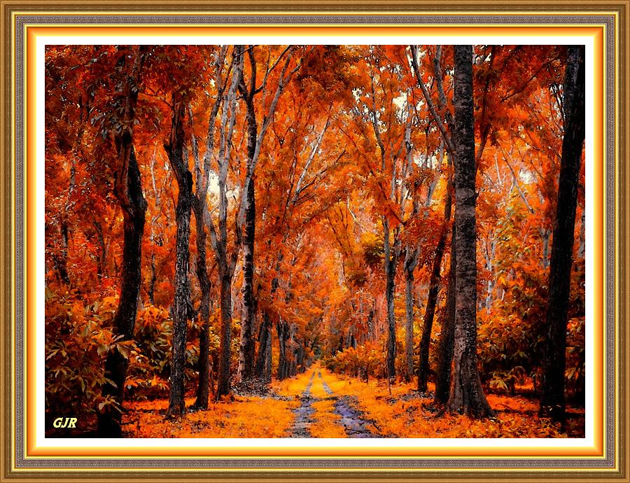 Autumn Ceders At Hillviewhurst L A S With  Printed Frame. Digital Art