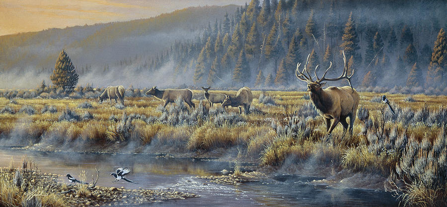 Animal Painting - Autumn Classic - Elk by Wilhelm Goebel