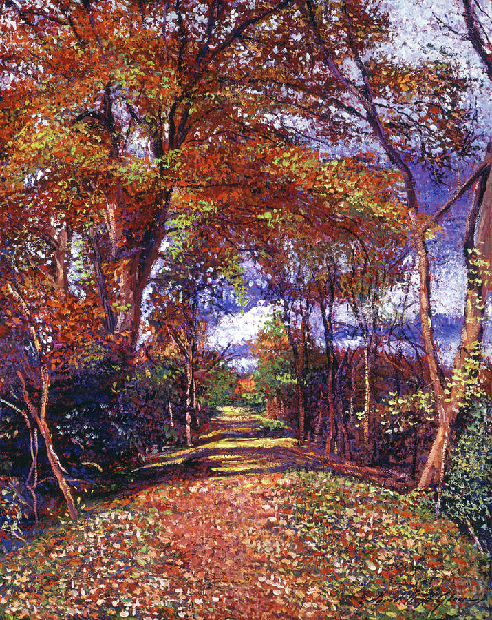 Autumn Colored Road Painting by David Lloyd Glover