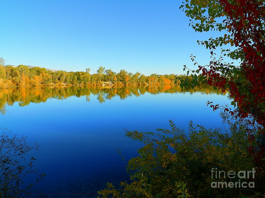 Autumn Colors Surrounding The Lake, Veterans Memorial Park, Boise Cascade Lake, Idaho Art Print
