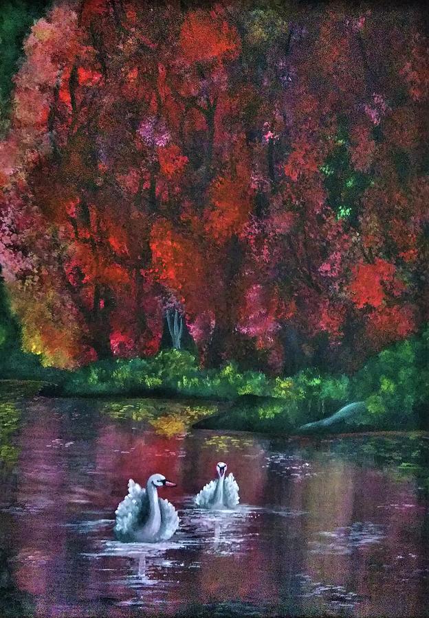Swan Lake Painting by Tara Krishna
