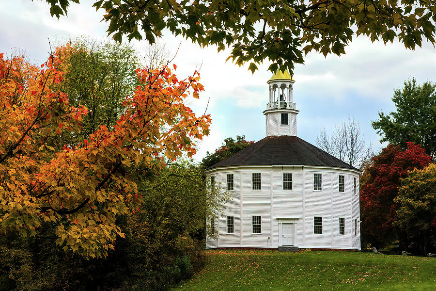 Autumn Day At Richmond Vermont Round Church Photograph