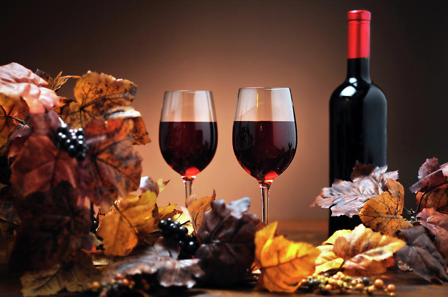 Autumn Decoration With Wine Photograph by Moncherie