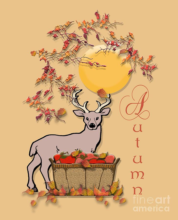 Autumn Deer Mixed Media by Belinda Landtroop