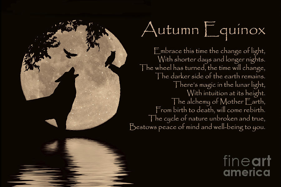 Autumn Equinox, Native American Fall Equinox Blessing Wolf, Owl and Raven Photograph by Stephanie Laird