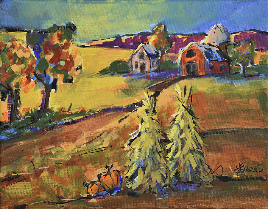 Autumn Farmscape Painting by Terri Einer