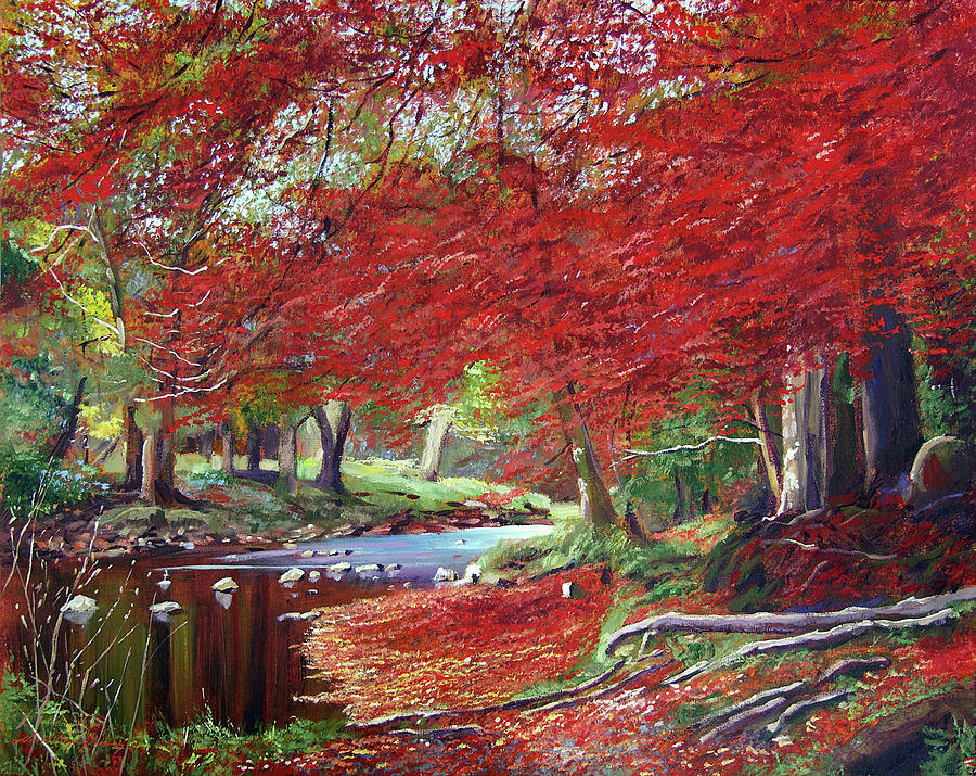 Autumn Fire Colors Painting by David Lloyd Glover