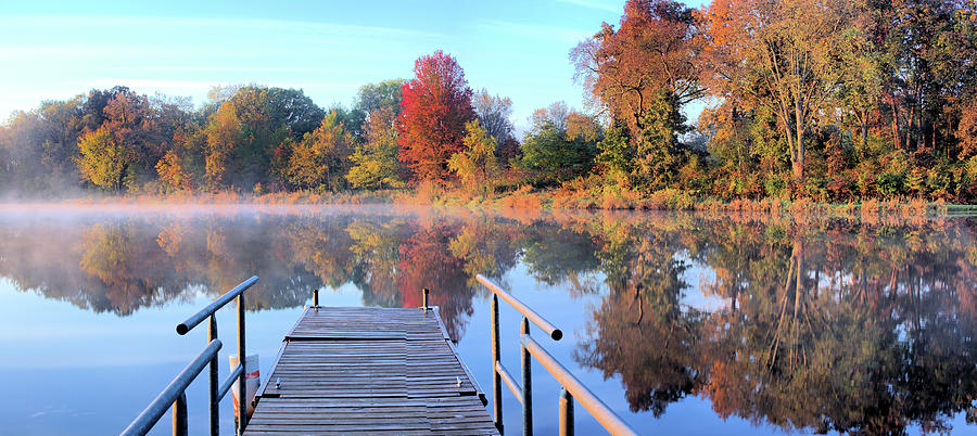 Autumn Fishing Dock Panorama Photograph by Bonfire Photography